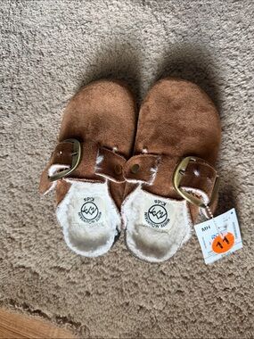 White Mountain Kids Brown Faux-Suede Buckle Slip-On Clogs